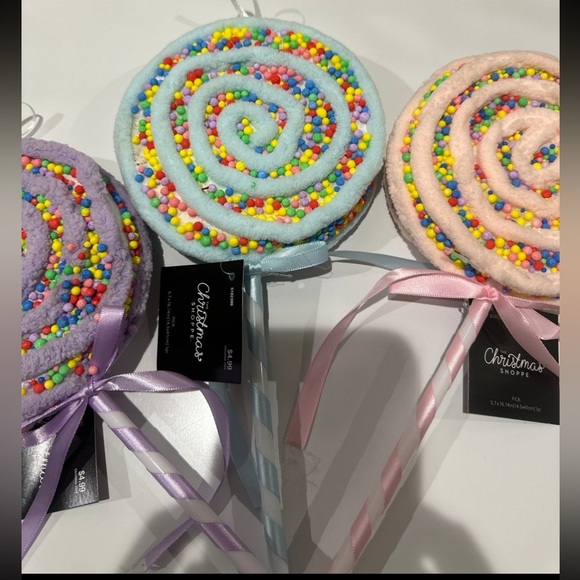 🌸NEW HOBBY LOBBY 3 Pieces Candy 🍭 Lollipops Christmas Ornaments With Tags. - Picture 4 of 10